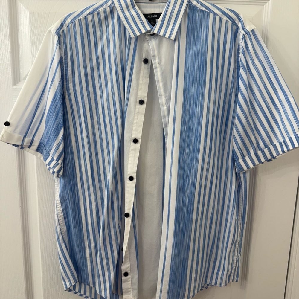 Alfani Men's Blue Striped Shirt